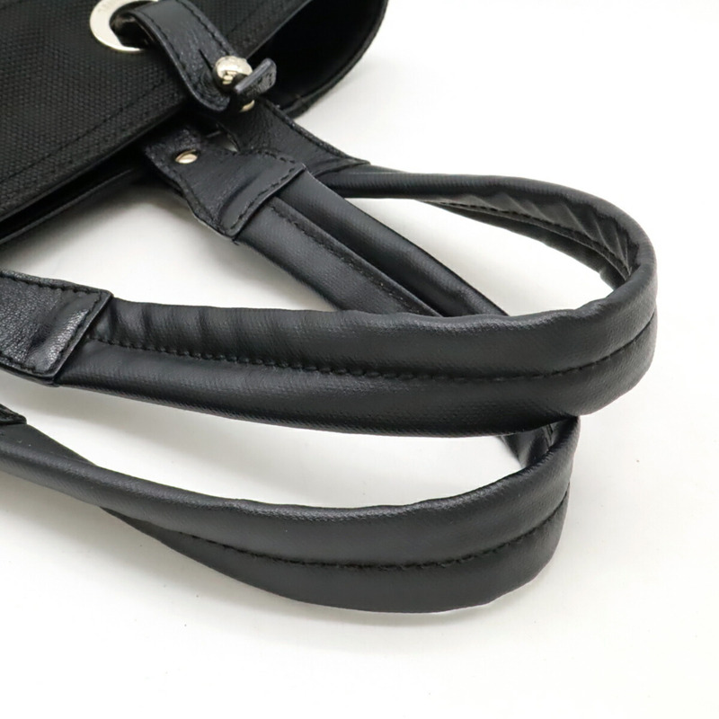 香奈兒巴黎比亞里茨手提包 PM 單肩包 塗佈帆布皮革 黑色 A34208-4