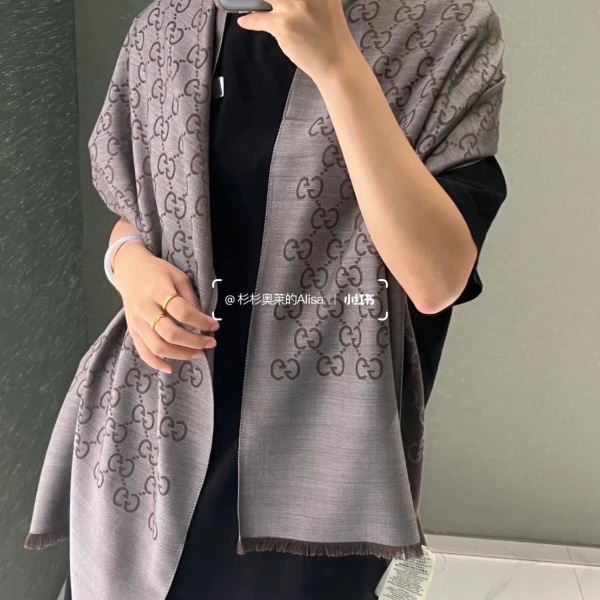 Gucci 圍巾 黑色-7