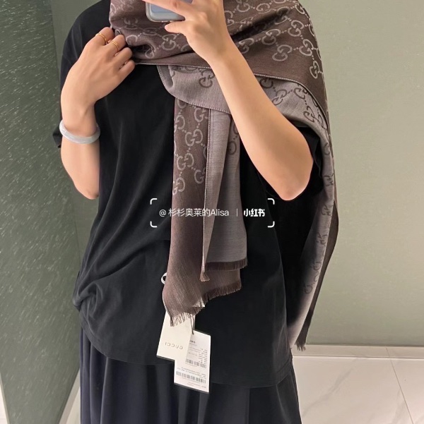 Gucci 圍巾 灰色-5