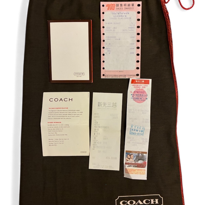 Coach 經典黑色 C Logo 緹花織布皮革肩背 Hobo 包(附購證、保卡)-23