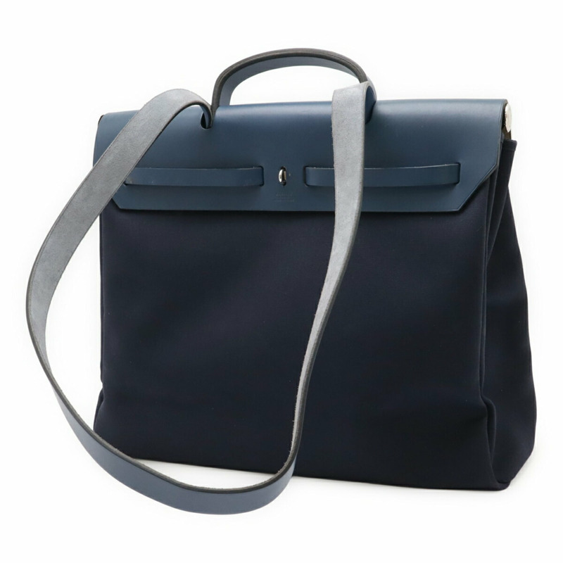 愛馬仕 (HERMES) Hermès Air Bag MM 手提包/單肩包，軍官帆布皮革，海軍藍，F 印記-2