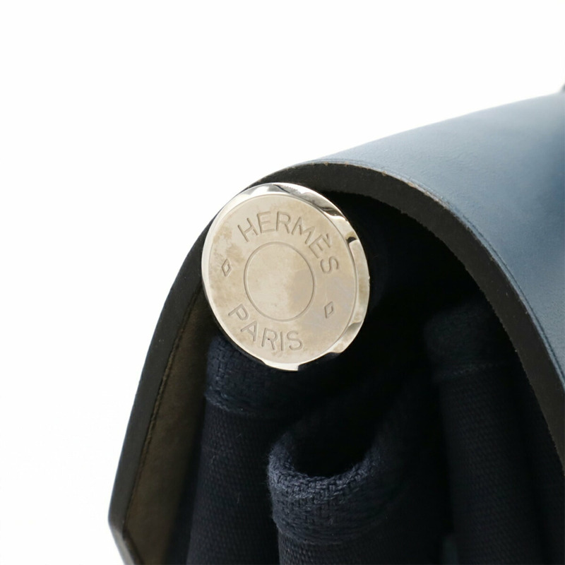 愛馬仕 (HERMES) Hermès Air Bag MM 手提包/單肩包，軍官帆布皮革，海軍藍，F 印記-6