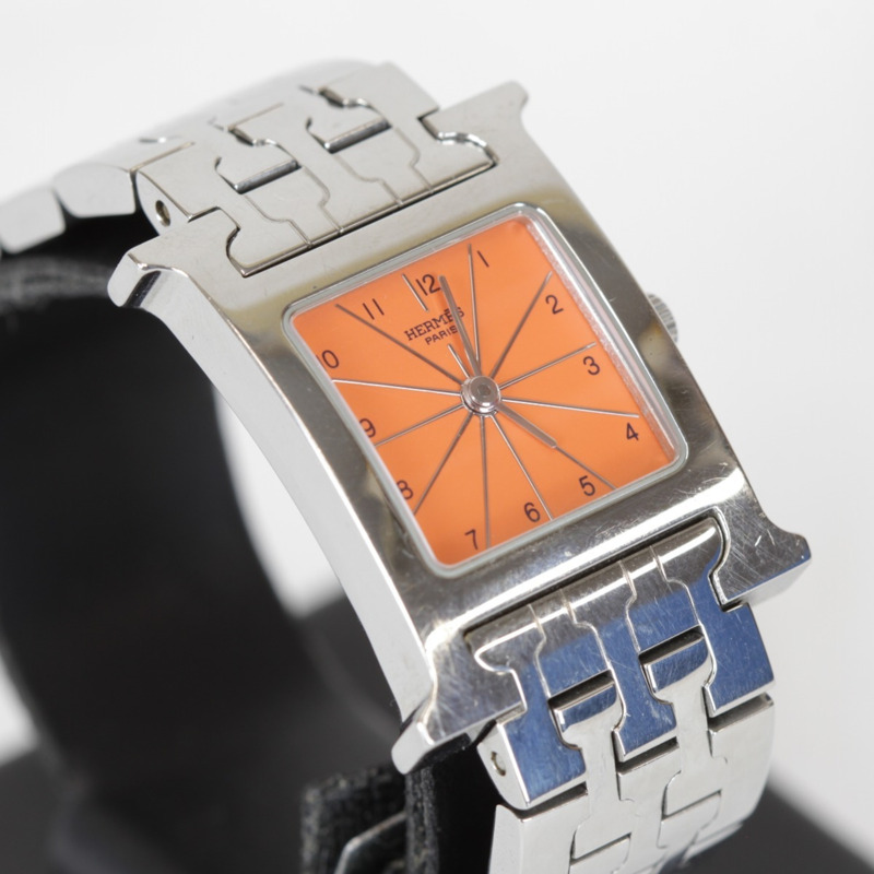 愛馬仕 H 系列腕錶 1HH1.210 橙色/銀色不鏽鋼女士腕錶-2