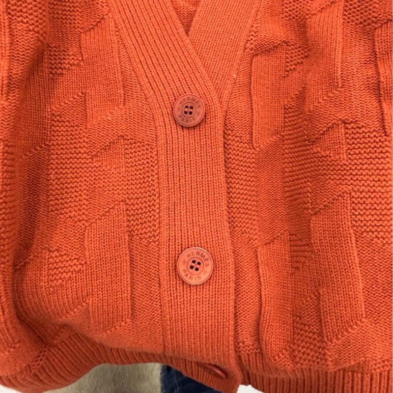 #Hermes/愛馬仕 Hermes 2025春夏 “H”圖案純色羊毛針織開襟衫，38碼 全新帶吊牌-4