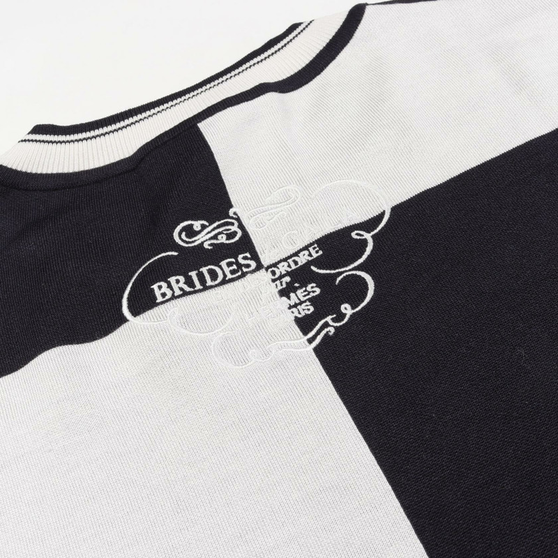 愛馬仕 En Desordre Finesse 真絲洋裝 白色 海軍藍 二手 女款 #34-6