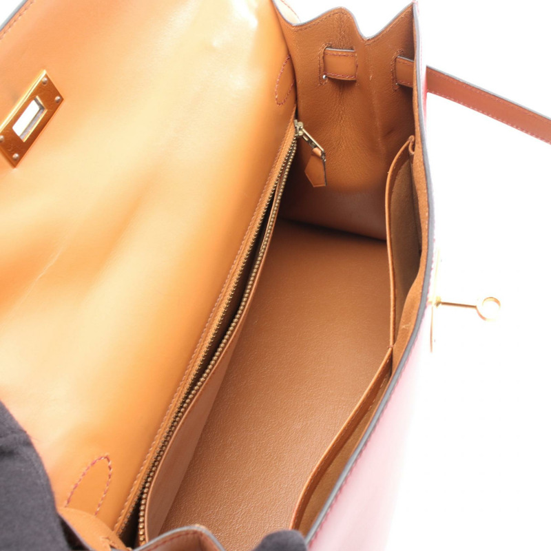 愛馬仕 Kelly 32 三色肩背包,Rouge vif H Natural 皮革,二手,金色五金-2