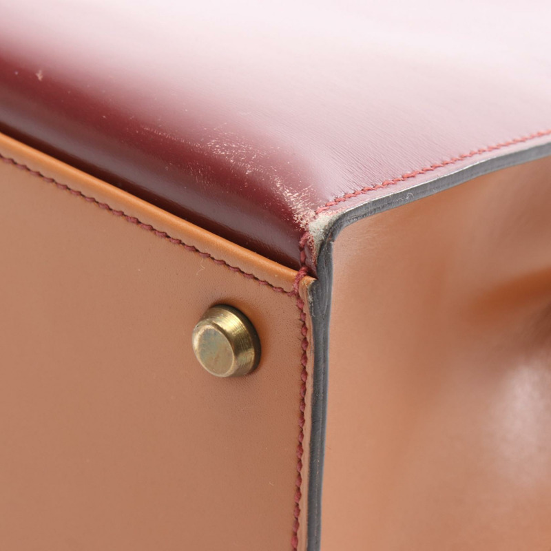 愛馬仕 Kelly 32 三色肩背包,Rouge vif H Natural 皮革,二手,金色五金-13