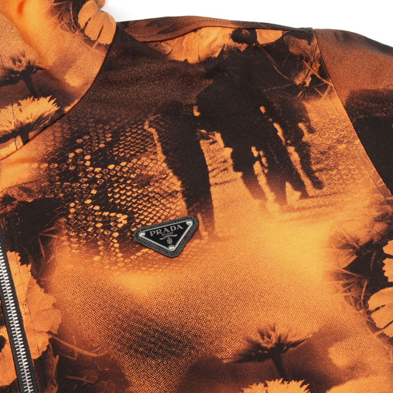 PRADA Re-Nylon 連帽衫,M 碼,棉質,橘色/黑色,二手男款-7