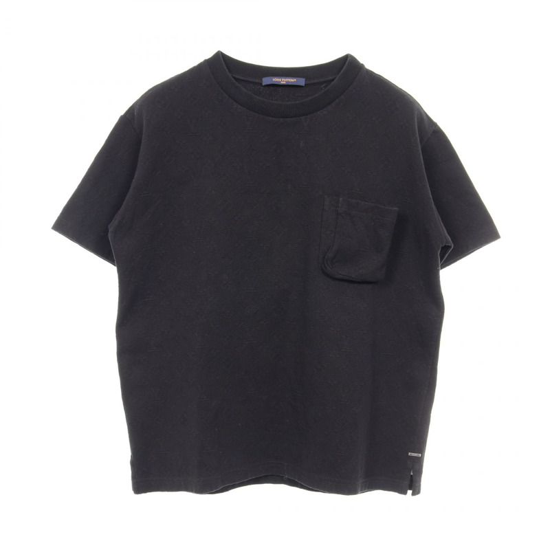 路易威登 3D 口袋 Monogram T 卹，純棉材質，黑色，二手，男款，L 碼-0
