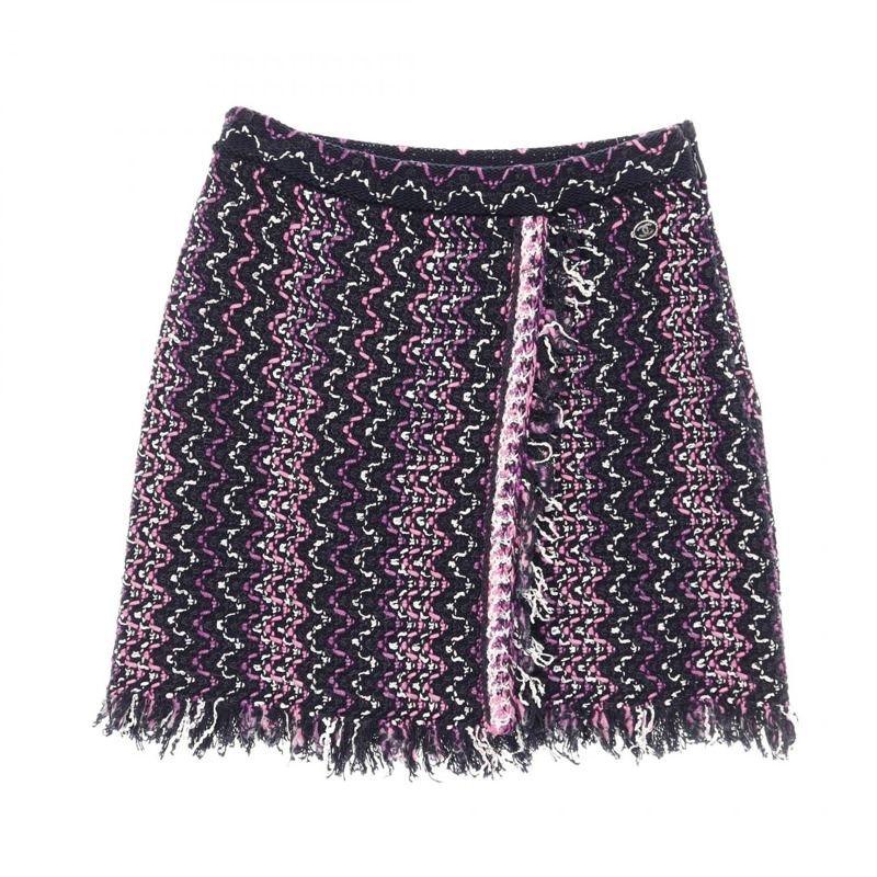 香奈兒 COCO 標誌半身裙 P70448 棉尼龍海軍藍多色二手女裝 #34-0