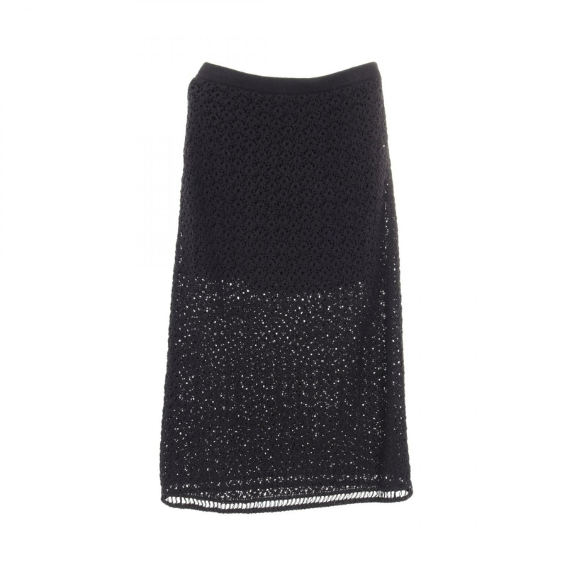 香奈兒山茶花半身裙 P63066 棉尼龍混紡 黑色 二手 女款 #38 COCO CC-1