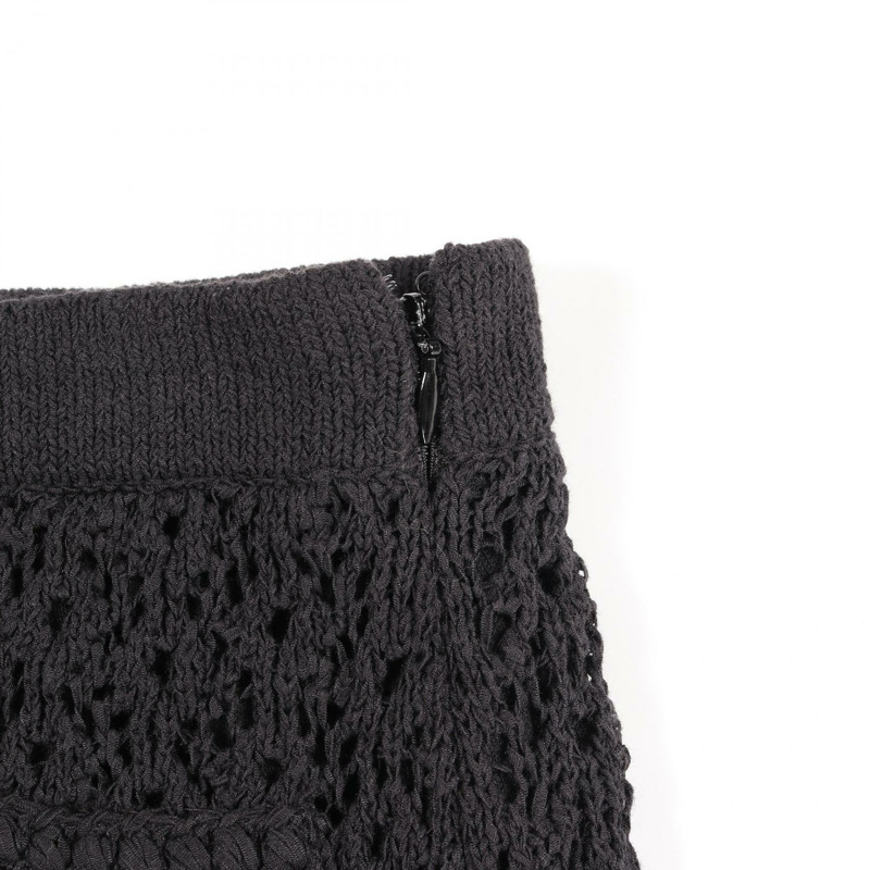 香奈兒山茶花半身裙 P63066 棉尼龍混紡 黑色 二手 女款 #38 COCO CC-5