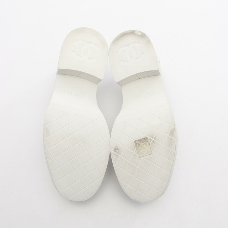 香奈兒 COCO Mark 樂福鞋 G39206X56725 白色皮革二手女款 #38 CC-3