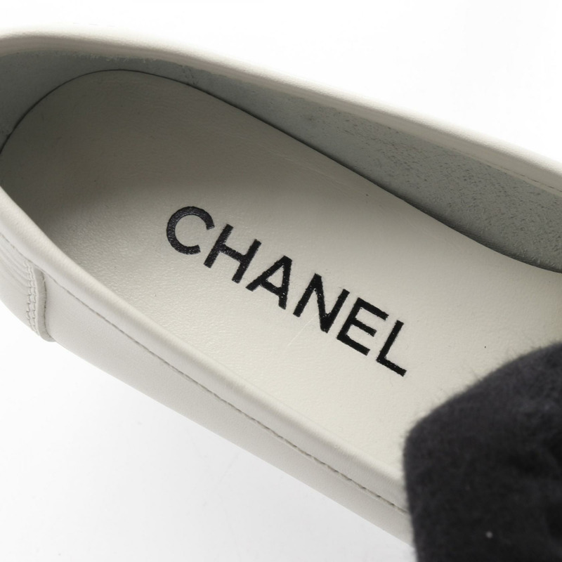 香奈兒 COCO Mark 樂福鞋 G39206X56725 白色皮革二手女款 #38 CC-4