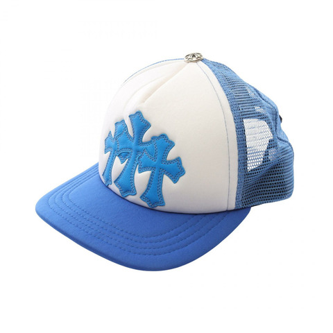 鉻心3號墓園十字架貼片棒球帽，聚酯纖維材質，藍白配色，二手男款