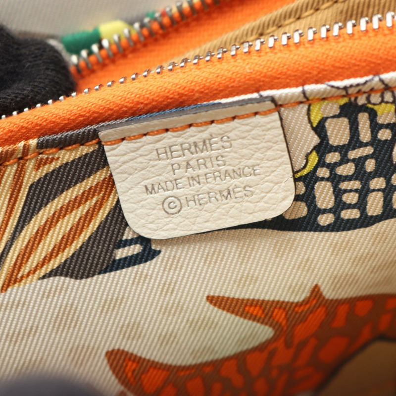 愛馬仕 Azap 絲質皮夾 Evercolor 白色皮革 二手 女士 B SHW-3