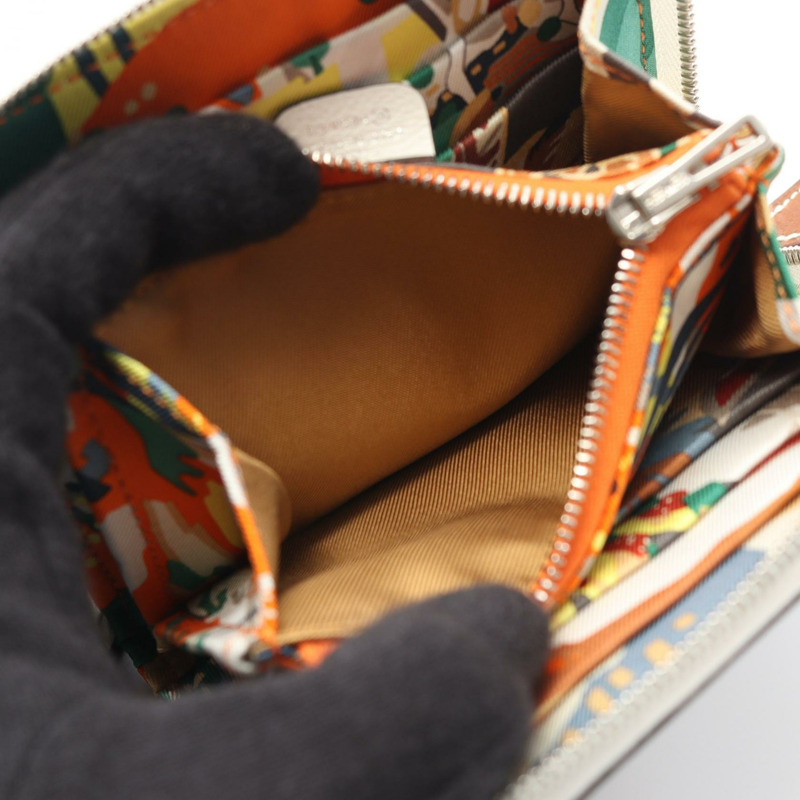 愛馬仕 Azap 絲質皮夾 Evercolor 白色皮革 二手 女士 B SHW-7