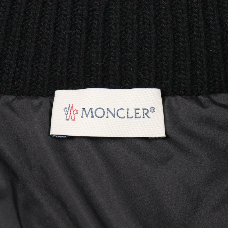 MONCLER 開襟羊毛衫羽絨外套 #S 聚酯黑色二手女款-2