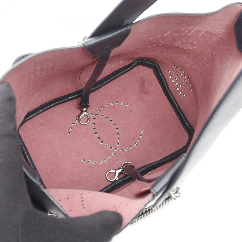 香奈兒 (CHANEL) 鏤空標誌 COCO Mark 鏈條單肩包,皮革材質,海軍藍,二手女款-2