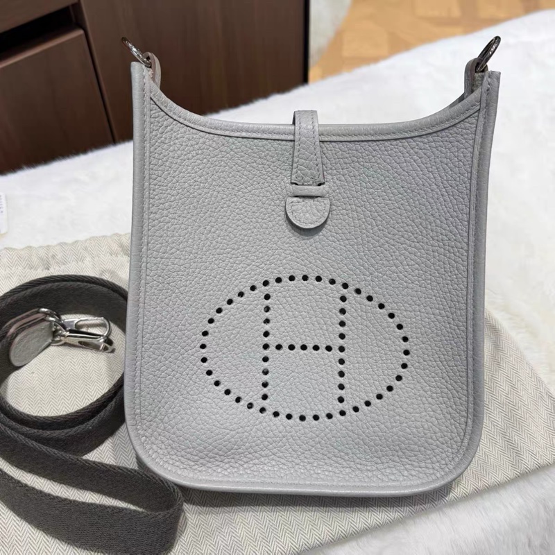 Hermes愛馬仕 灰銀扣 mini Evelyne-0