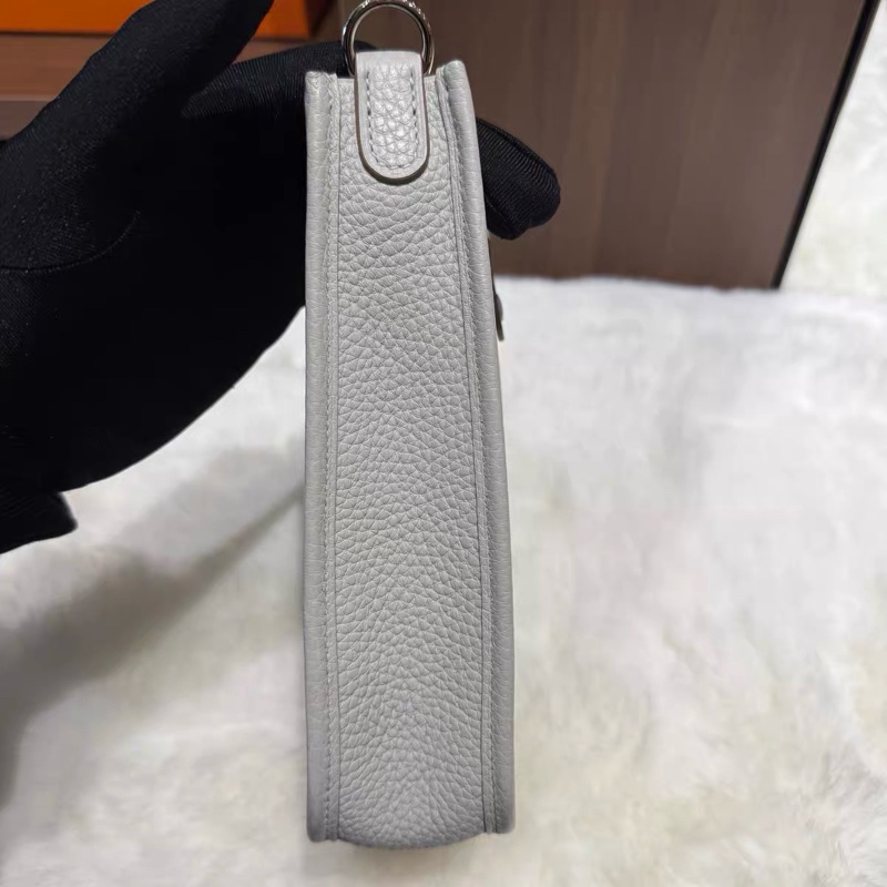 Hermes愛馬仕 灰銀扣 mini Evelyne-12