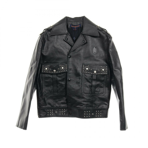 路易威登 (LOUIS VUITTON) 黑色二手女士皮機車夾克，牛仔皮革材質，女士款