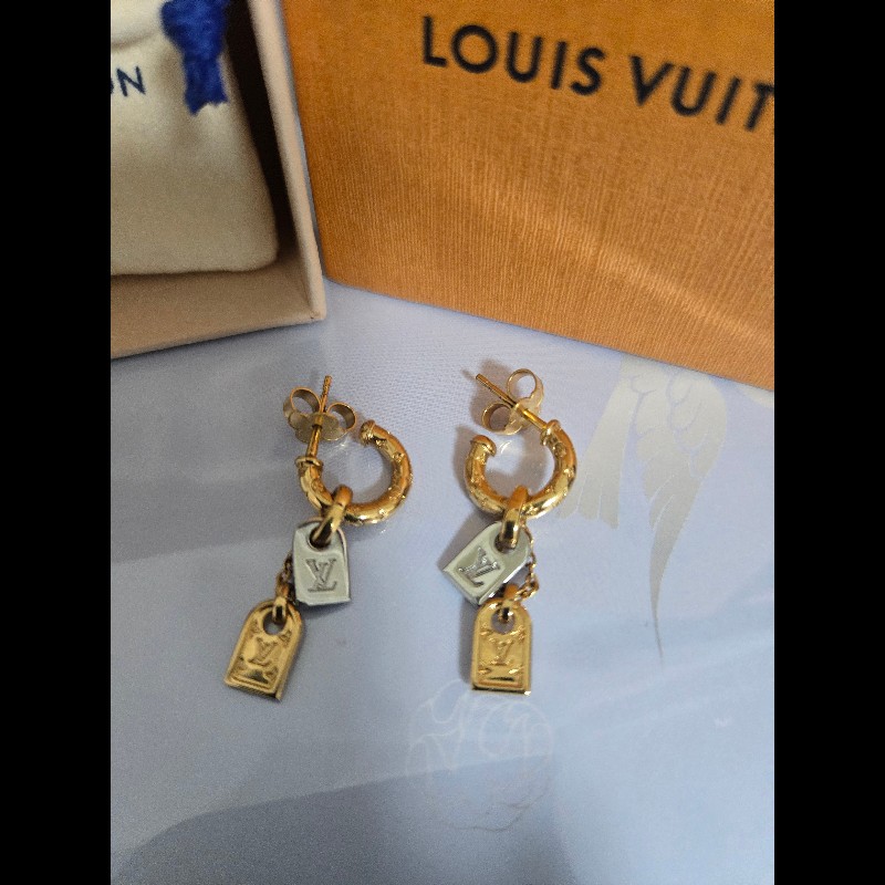 [近新閒置品]LV雙盾牌耳環-0