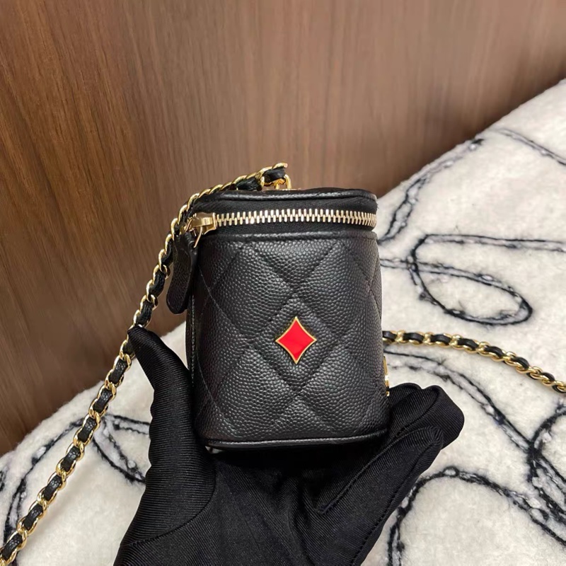 Chanel香奈兒黑金荔枝牛皮撲克系列化妝小盒子 Mini Vanity-2