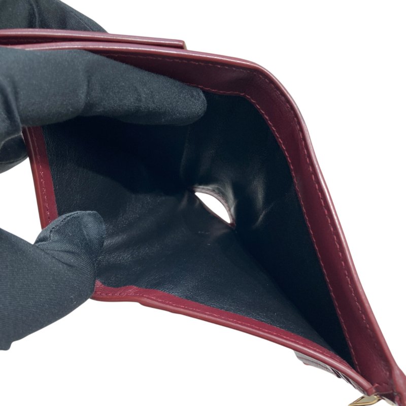 SAINT LAURENT 聖羅蘭 中/短夾 漆皮 勃根地紅-8