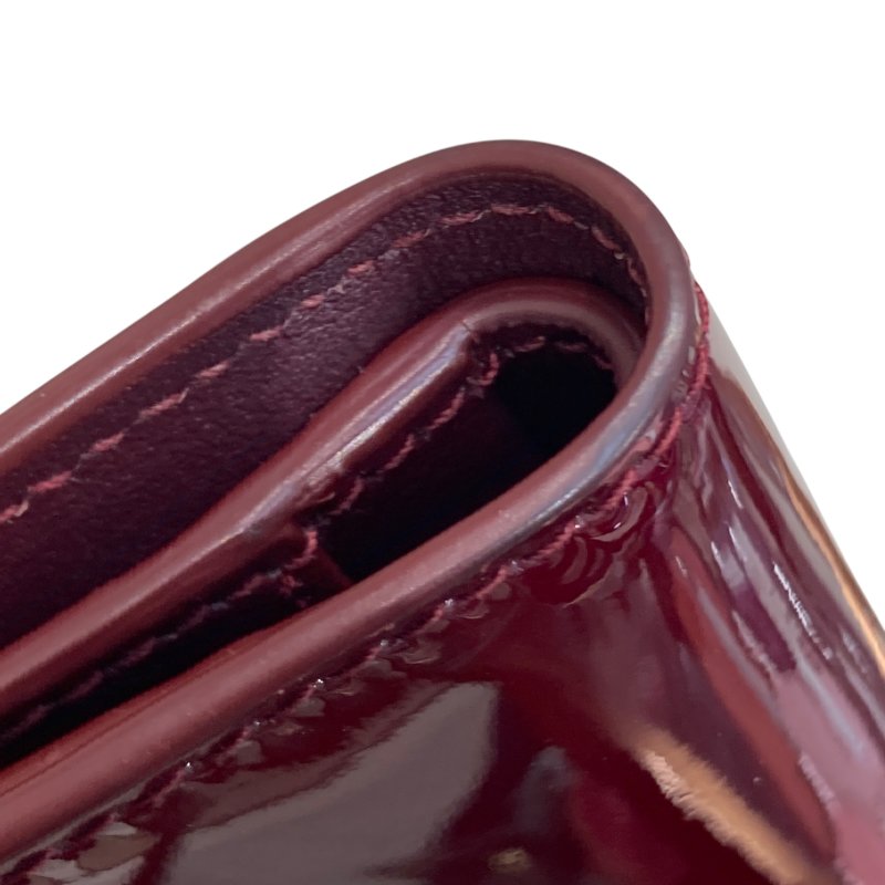 SAINT LAURENT 聖羅蘭 中/短夾 漆皮 勃根地紅-11