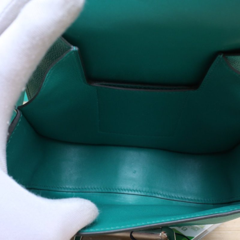 HERMES dellacavalleriaMini18O6帝王綠Epsom皮B刻銀扣肩背包-3