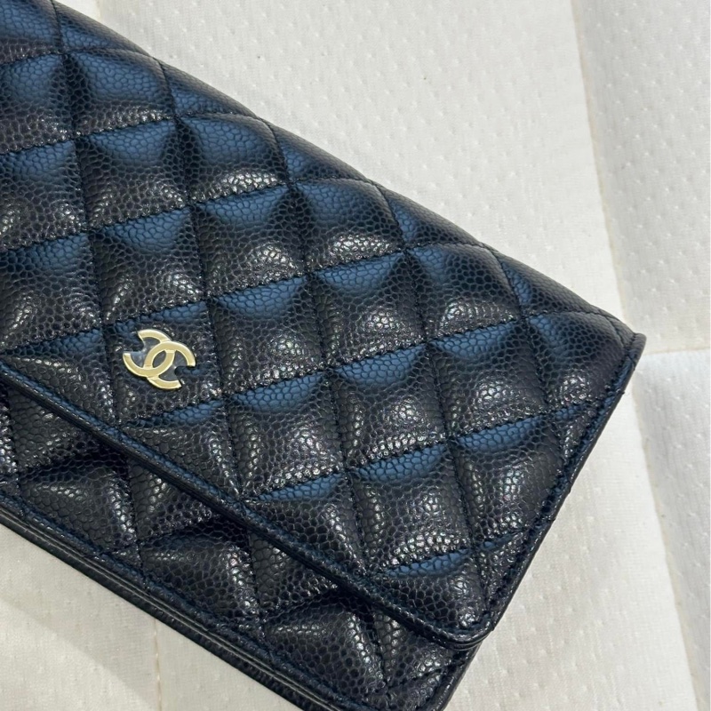 Chanel 經典WOC #黑金 菱格荔枝皮鏈條包 #晶片款-2