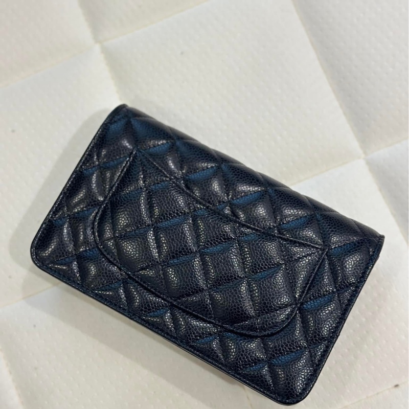 Chanel 經典WOC #黑金 菱格荔枝皮鏈條包 #晶片款-3