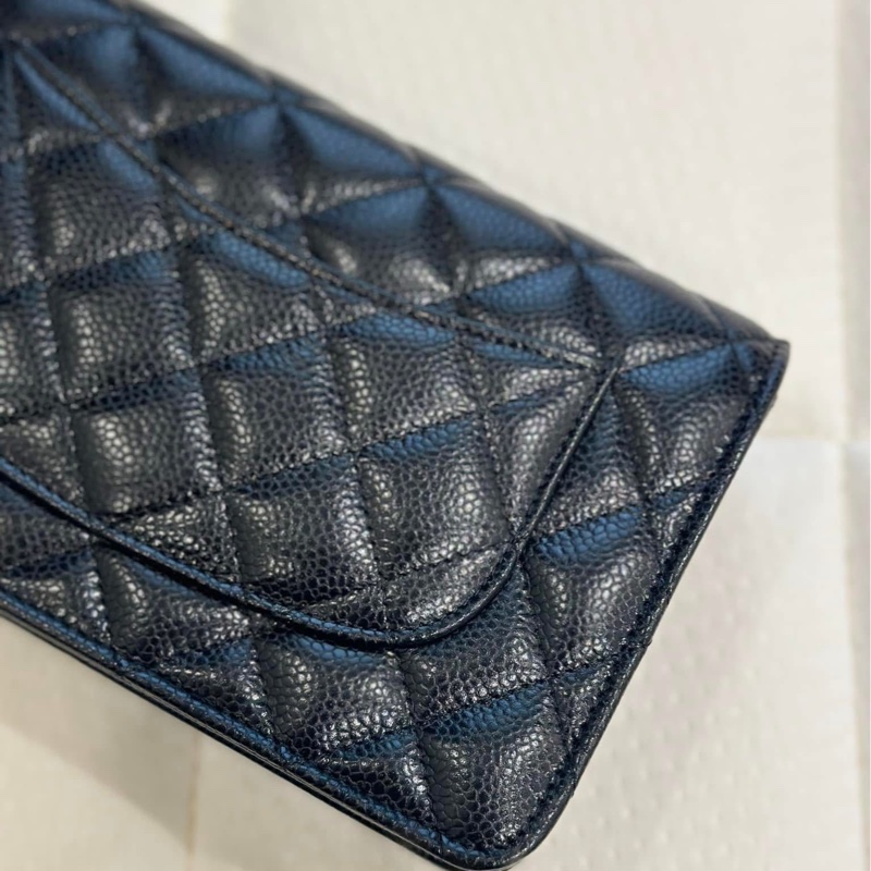 Chanel 經典WOC #黑金 菱格荔枝皮鏈條包 #晶片款-4