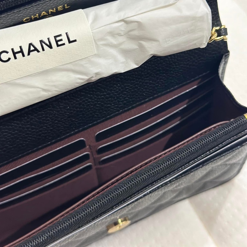 Chanel 經典WOC #黑金 菱格荔枝皮鏈條包 #晶片款-13