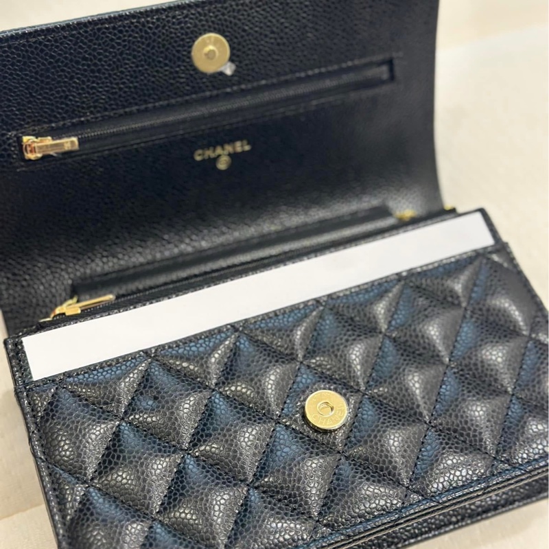 Chanel 經典WOC #黑金 菱格荔枝皮鏈條包 #晶片款-14