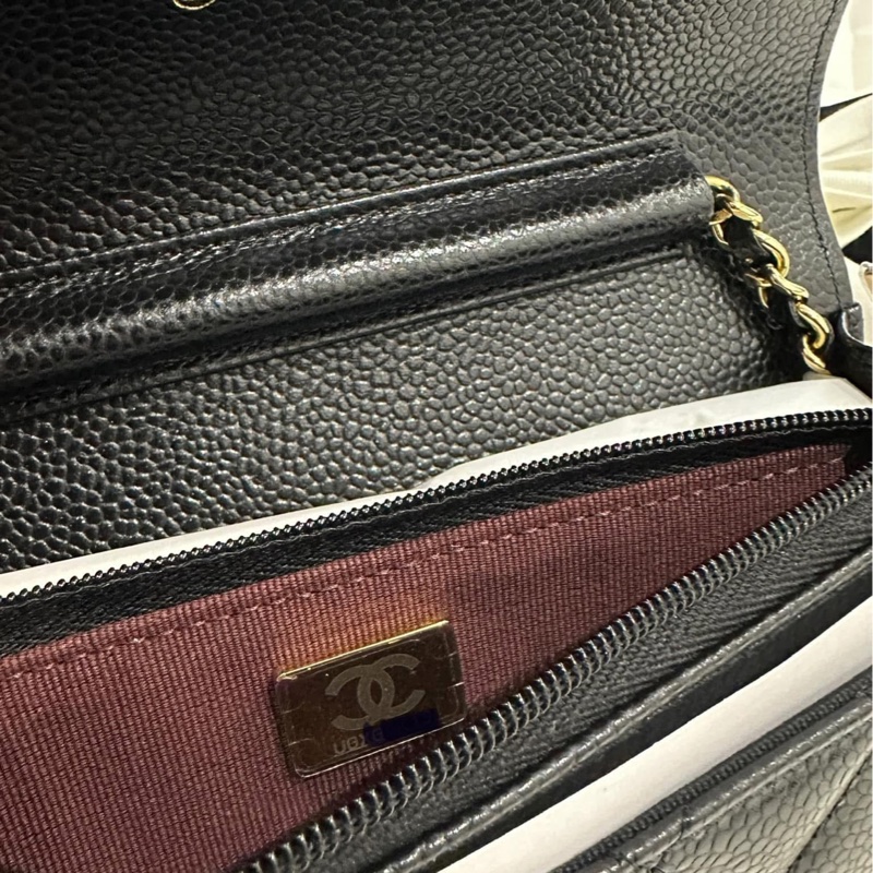 Chanel 經典WOC #黑金 菱格荔枝皮鏈條包 #晶片款-15