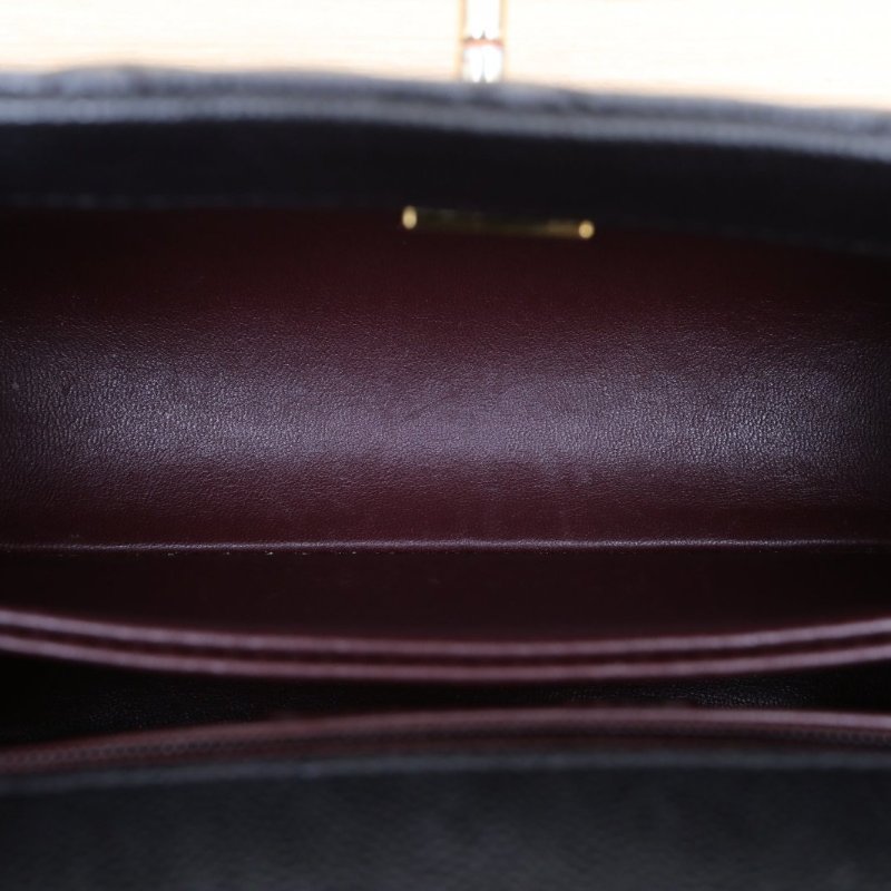 CHANEL CocoHandle小號黑色荔枝牛皮晶片開淺金扣肩背包-3