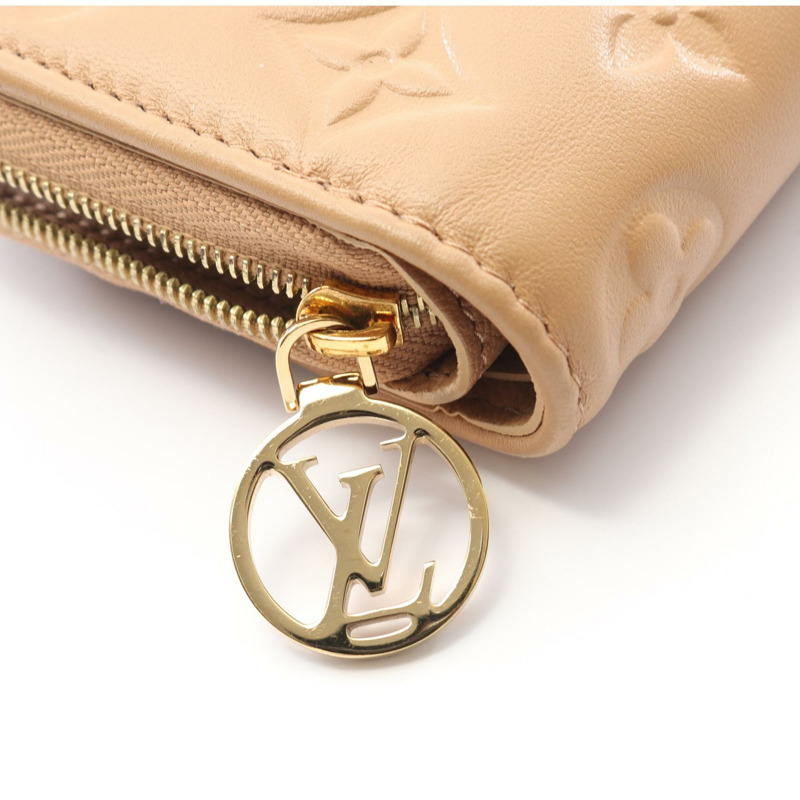 路易威登 Portefeuille Lou 雙折皮夾 M81673 Monogram 壓花駝色-8