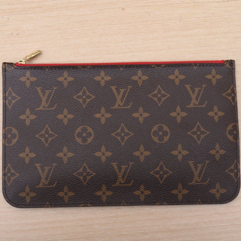 LOUIS VUITTON Neverfull中號31配子袋紅色內裏老花PVC金扣晶片肩背包-2
