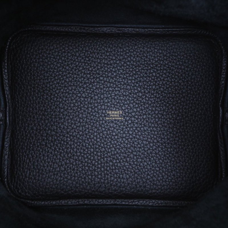 HERMES Picotin菜籃子2289黑色TC皮W刻金扣肩背包-2