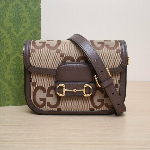 GUCCI Horsebit馬銜扣1955馬鞍包Mini20.5老花大雙G可拆卸雙肩帶老花牛皮/帆布金扣肩背包