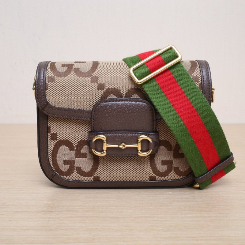 GUCCI Horsebit馬銜扣1955馬鞍包Mini20.5老花大雙G可拆卸雙肩帶老花牛皮/帆布金扣肩背包-1