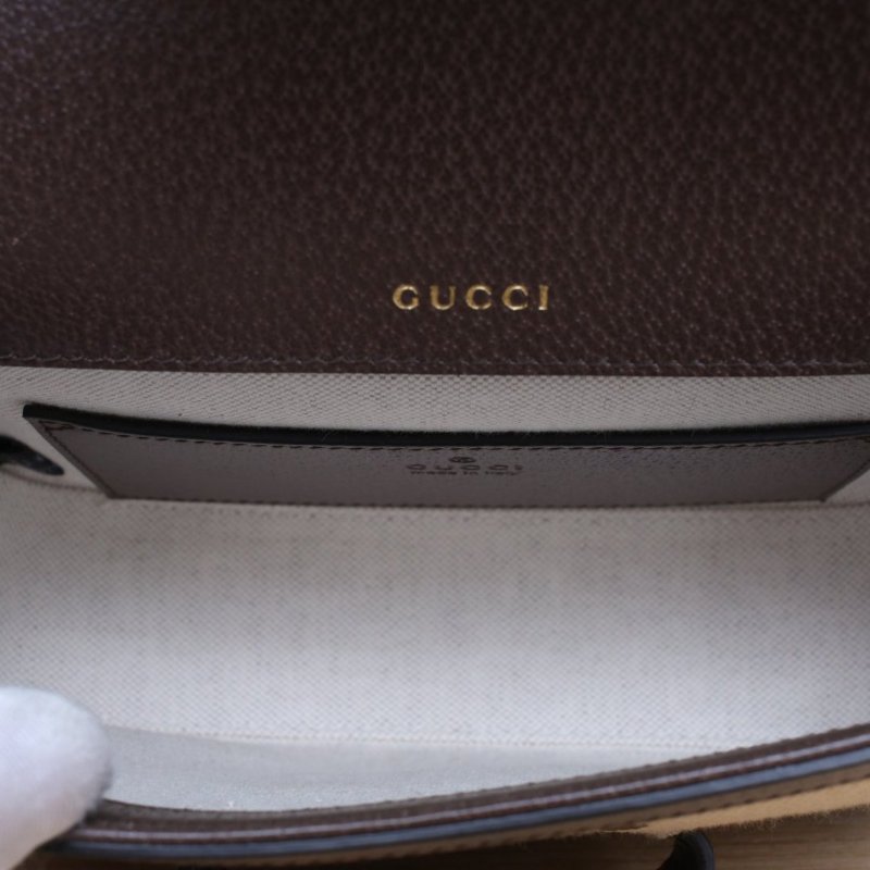 GUCCI Horsebit馬銜扣1955馬鞍包Mini20.5老花大雙G可拆卸雙肩帶老花牛皮/帆布金扣肩背包-4