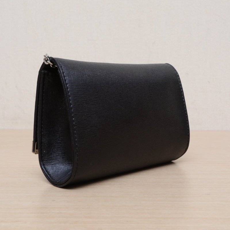 FENDI 黑色牛皮銀扣怪獸鉚釘woc鏈條包肩背包-4