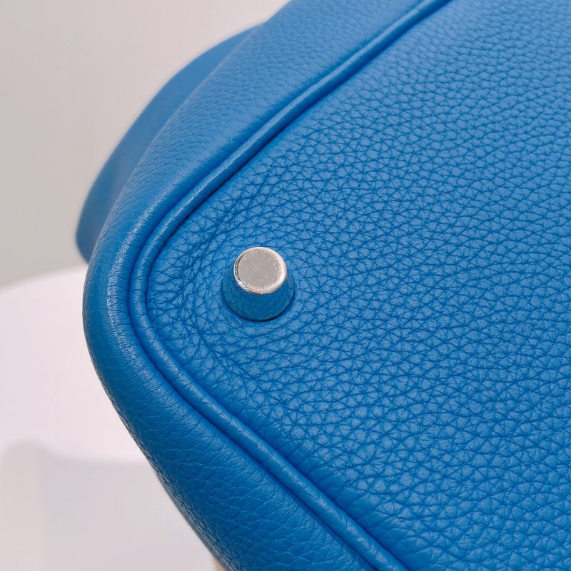 TW4577 Hermes 愛馬仕菜籃子 琉璃藍 銀扣 皮部位極新 Picotin 18 TC-10