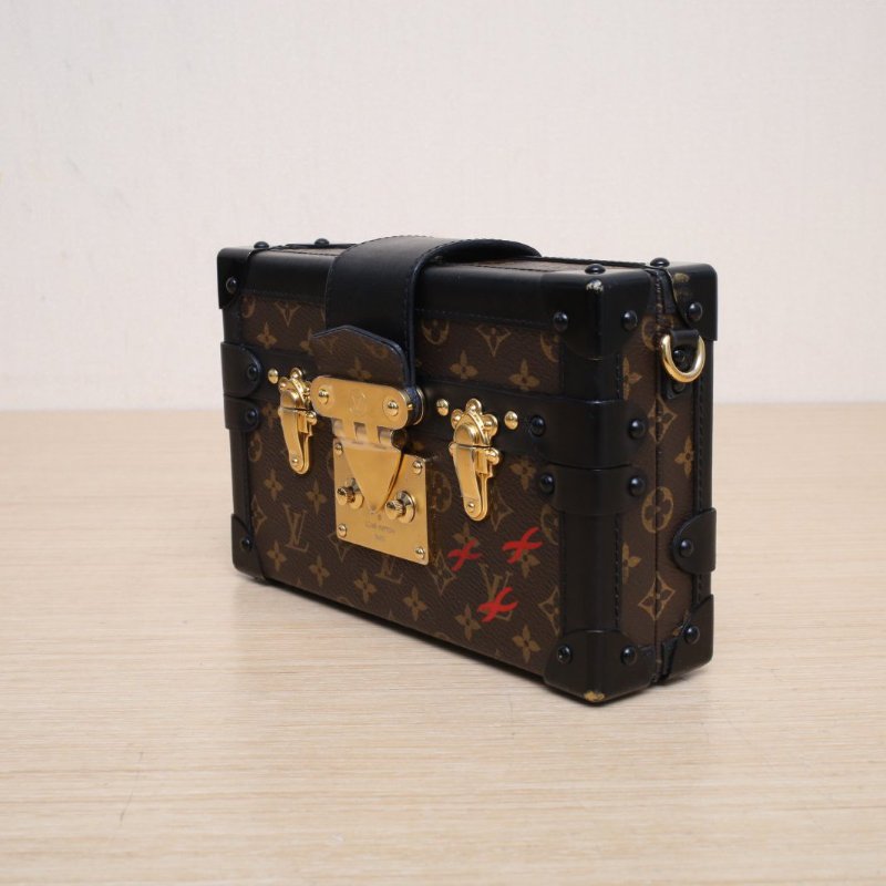 LOUIS VUITTON PETITEMALLE月光寶盒18.5老花PVC金扣2014肩背包-4