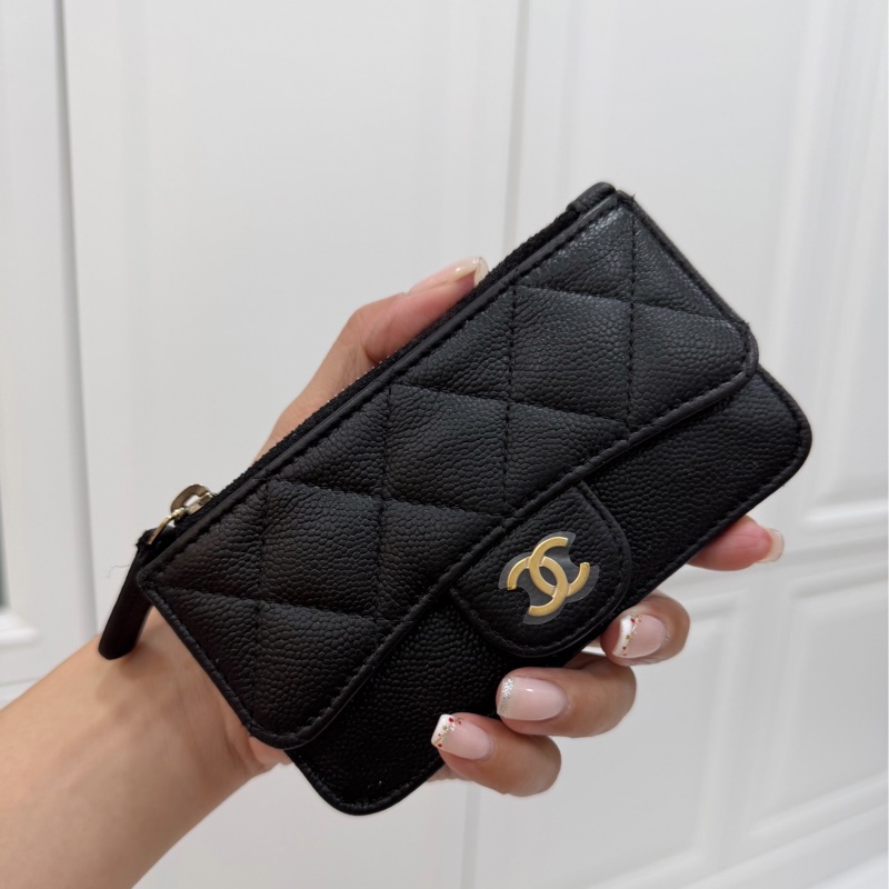 CHANEL 香奈兒 金釦 錢包 零錢包 卡夾 皮夾 短夾 名片夾 信用卡卡夾 卡包-0