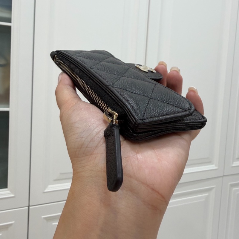 CHANEL 香奈兒 金釦 錢包 零錢包 卡夾 皮夾 短夾 名片夾 信用卡卡夾 卡包-11