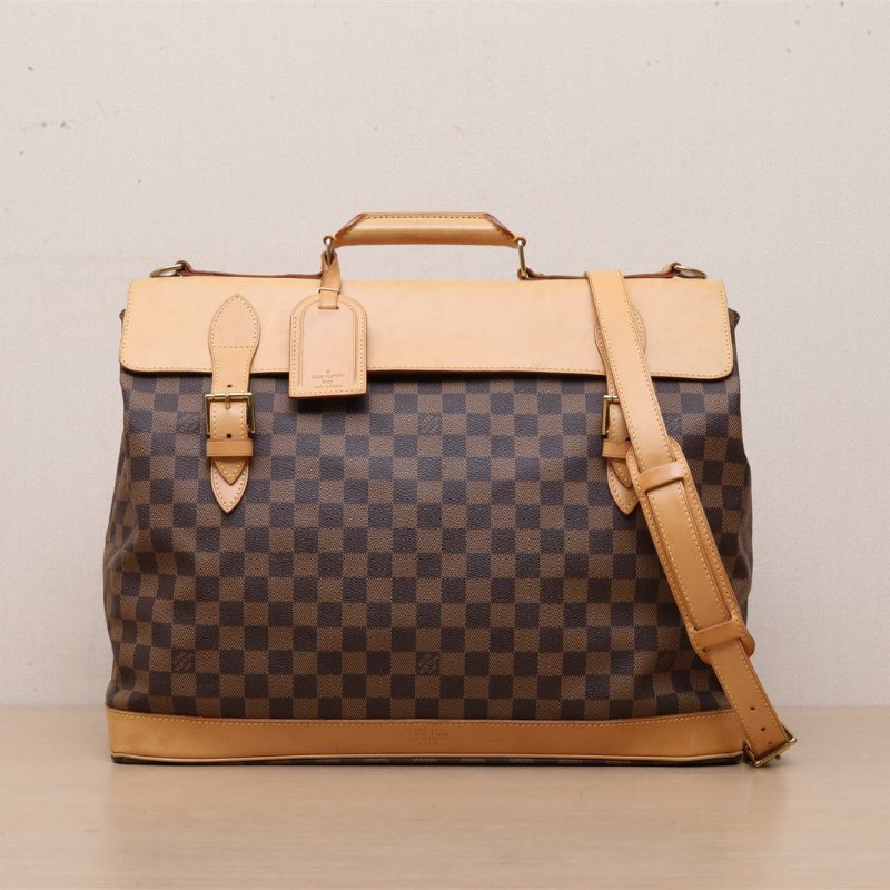 LOUIS VUITTON 中古限量款狩獵包棕色棋盤格PVC肩背包-1